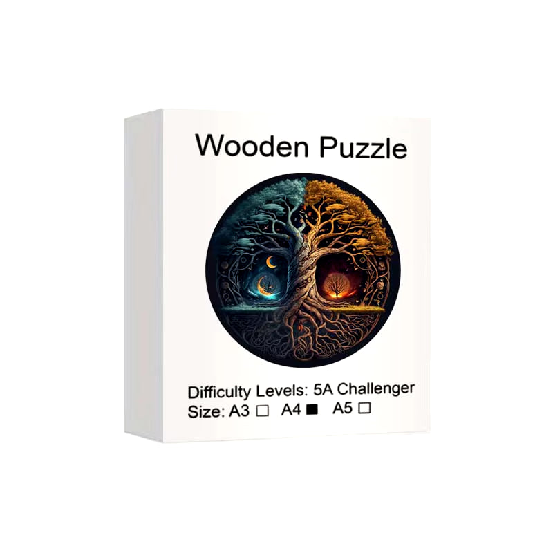 Yin-Yang Tree Wooden Puzzles for Adults,Wooden Animals Shaped Puzzles,Unique Shaped Jigsaw Puzzles,Magic Wooden Jigsaw Puzzles