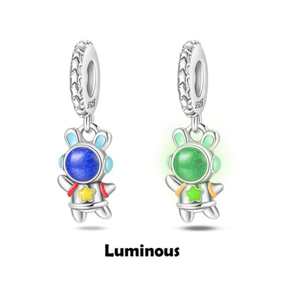 CHARM - Dijes colgantes de plata de ley 925 con Luna luminosa, estrella y abeja, compatibles con Pulsera Original, collar para mujer