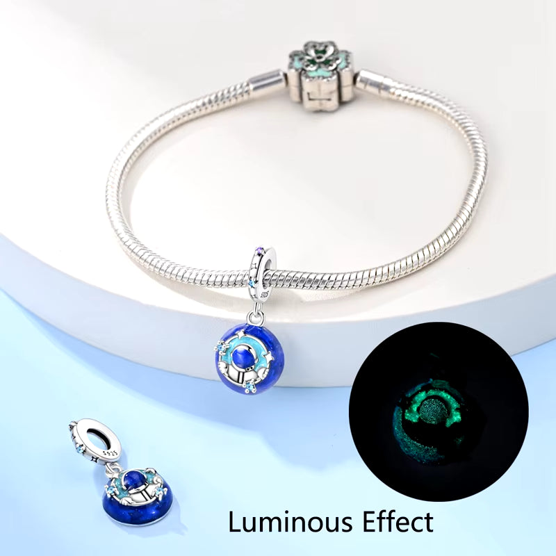 CHARM - Dijes colgantes de plata de ley 925 con Luna luminosa, estrella y abeja, compatibles con Pulsera Original, collar para mujer