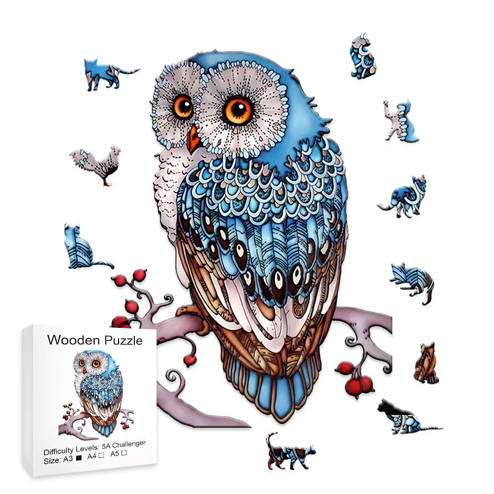 Wooden Puzzles for Adults, Owl Wooden Puzzle Uniquely Irregular Animal Shaped Wooden Jigsaw Puzzles, Creative Gift for Teenagers