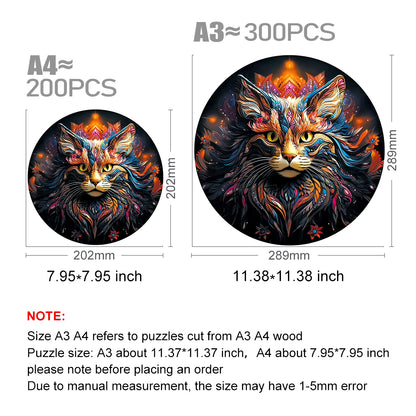 Creative Wooden Jigsaw Puzzle Board Games Animal Personality Cat round Shaped Wood Puzzles Toys Secret Puzzle Boxes Package