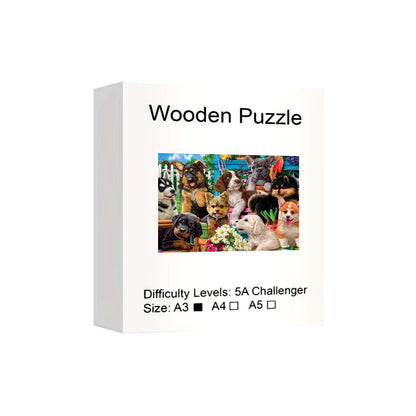 Animal Wooden Puzzles, Dog Home Wooden Puzzle Unique Shape Advanced Puzzle Maternal Love Wooden Jigsaw Puzzle for Adult