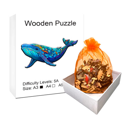 New Whale Wooden Puzzles, Wooden Puzzles Unique Shape High Quality Puzzles Maternal Love Wooden Puzzles for Adults, Best Gifts