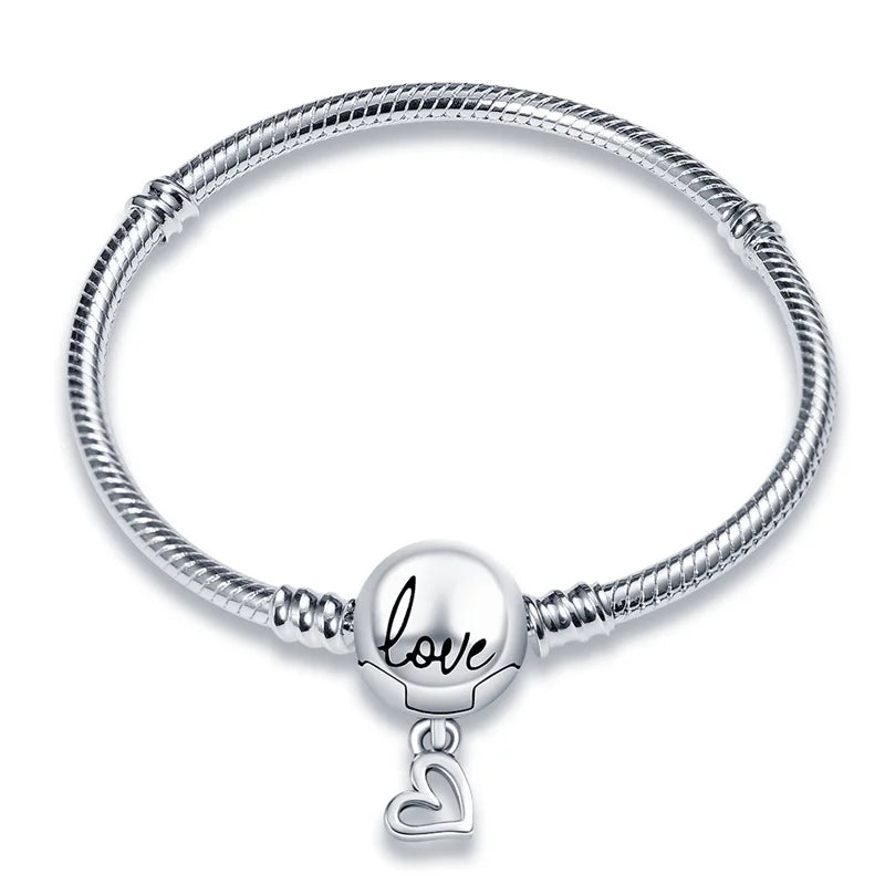 Pulsera de plata de ley 925 diseño de P4NDORA con dijes de mariposa, estrellas, Luna, cadena de seguridad