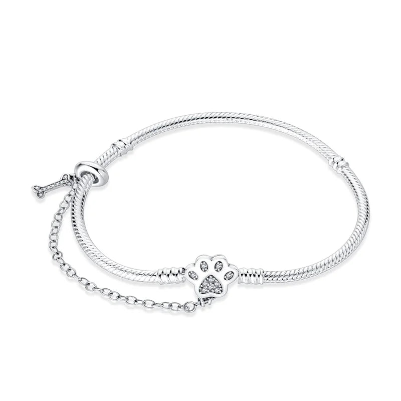 Pulsera de plata de ley 925 diseño de P4NDORA con dijes de mariposa, estrellas, Luna, cadena de seguridad