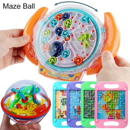 3 Styles 3D Maze Ball Handheld Balance Ball Maze Game Montessori Educational Puzzle Toys for Kids Labyrinth Disk Children Gifts