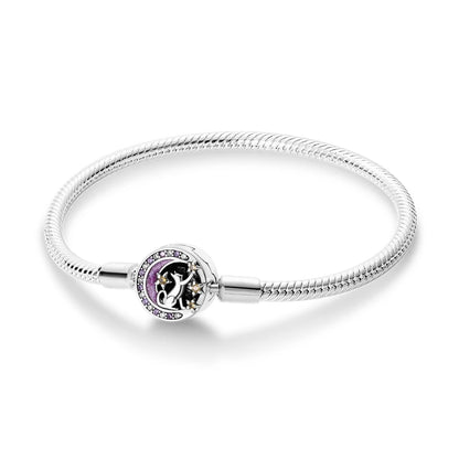 Pulsera de plata de ley 925 diseño de P4NDORA con dijes de mariposa, estrellas, Luna, cadena de seguridad