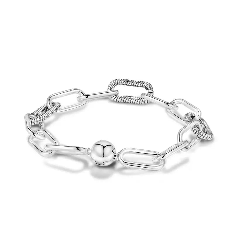 Pulsera de plata de ley 925 diseño de P4NDORA con dijes de mariposa, estrellas, Luna, cadena de seguridad