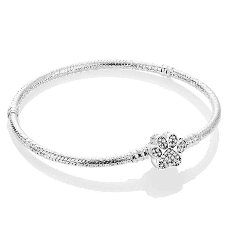 Pulsera de plata de ley 925 diseño de P4NDORA con dijes de mariposa, estrellas, Luna, cadena de seguridad