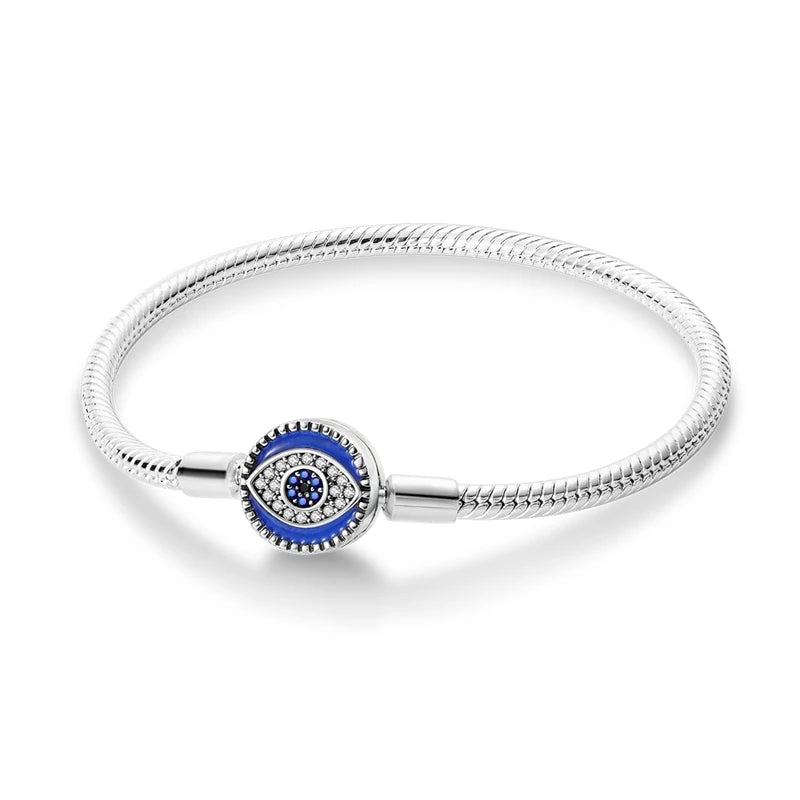 Pulsera de plata de ley 925 diseño de P4NDORA con dijes de mariposa, estrellas, Luna, cadena de seguridad