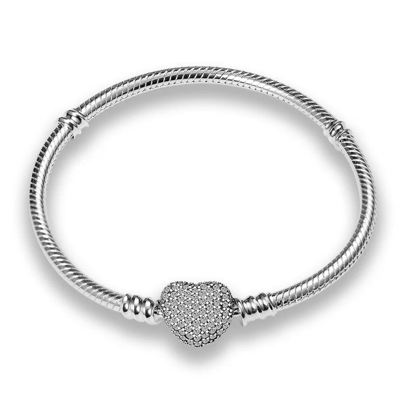 Pulsera de plata de ley 925 diseño de P4NDORA con dijes de mariposa, estrellas, Luna, cadena de seguridad