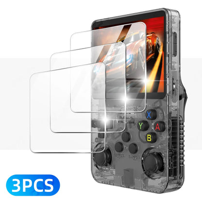 Retro R36S Portable Console Case + Screen Protector Accessories for R36S Anti-Scratch Tempered Glass Portable Storage Bag