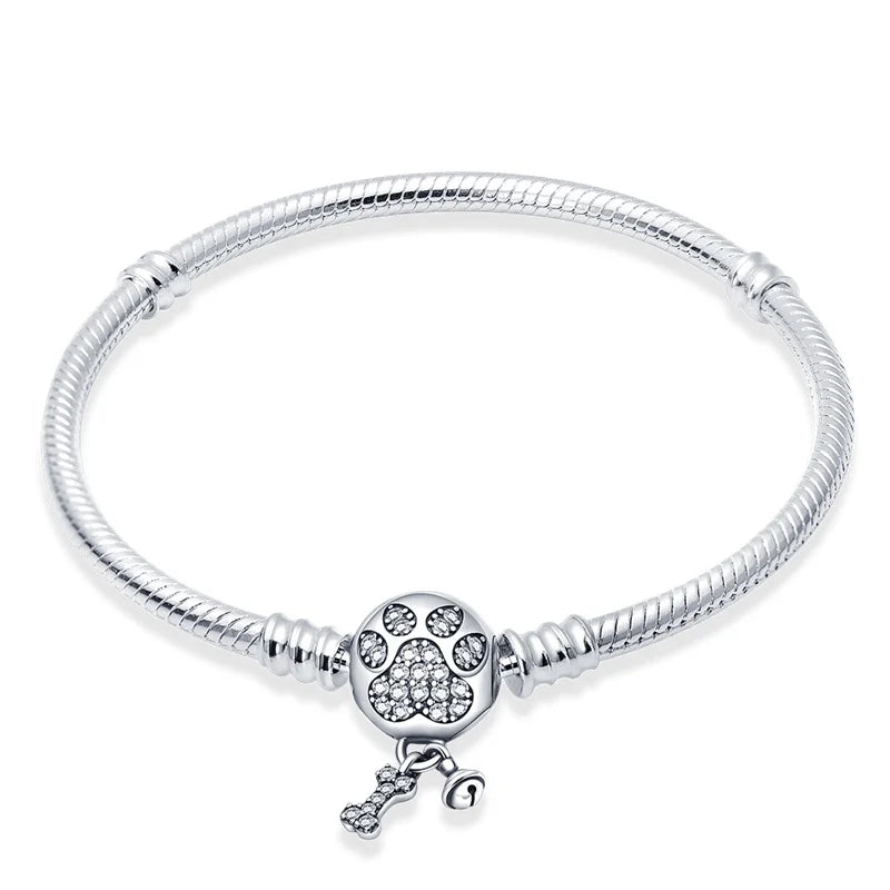 Pulsera de plata de ley 925 diseño de P4NDORA con dijes de mariposa, estrellas, Luna, cadena de seguridad