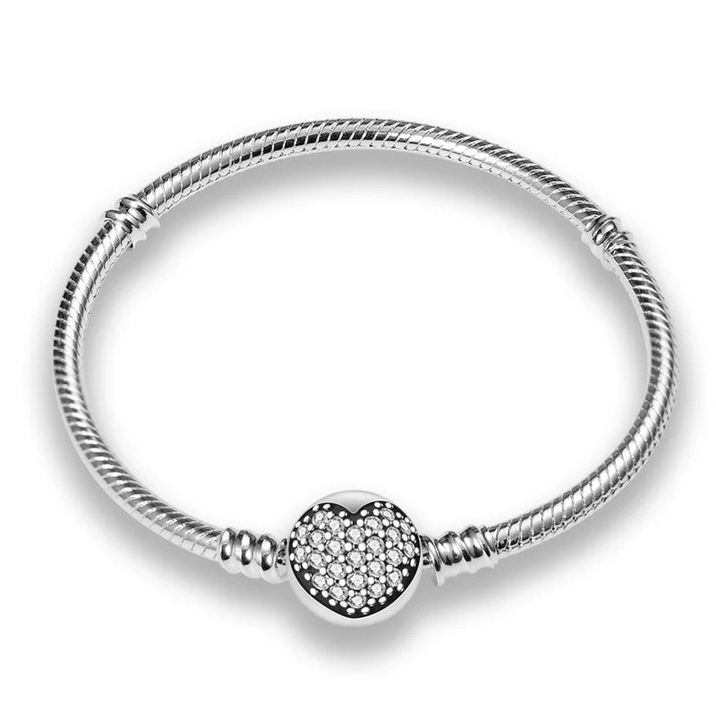 Pulsera de plata de ley 925 diseño de P4NDORA con dijes de mariposa, estrellas, Luna, cadena de seguridad