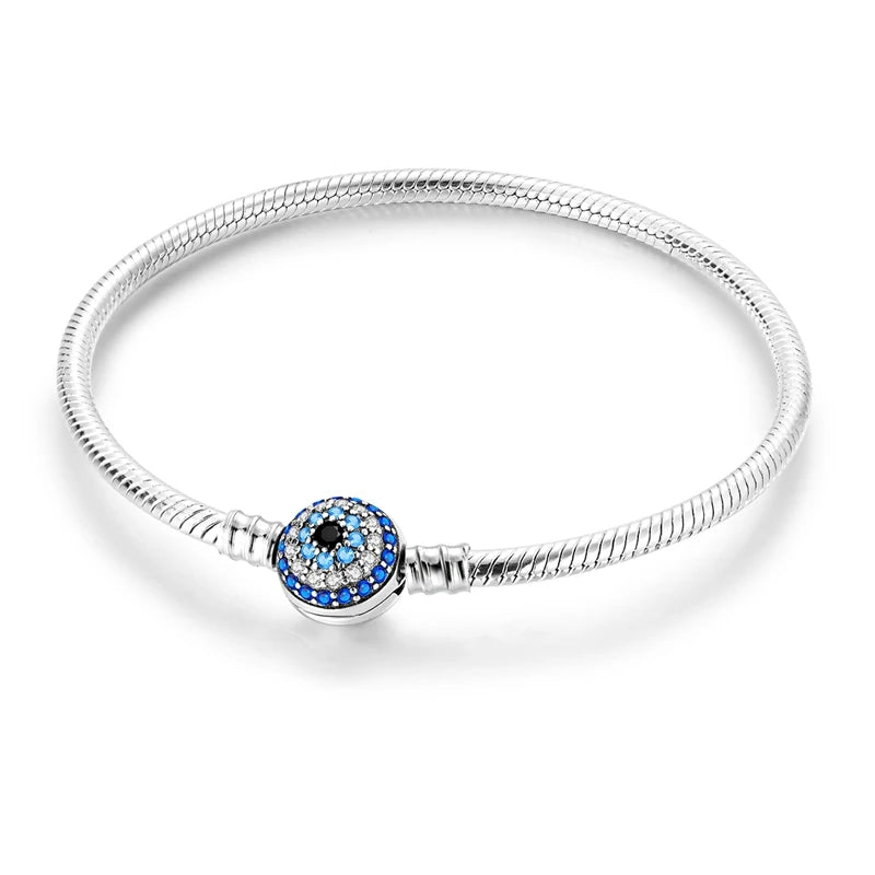 Pulsera de plata de ley 925 diseño de P4NDORA con dijes de mariposa, estrellas, Luna, cadena de seguridad