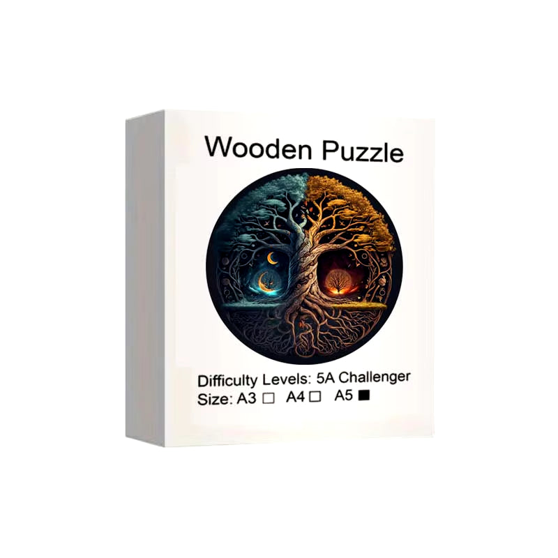 Yin-Yang Tree Wooden Puzzles for Adults,Wooden Animals Shaped Puzzles,Unique Shaped Jigsaw Puzzles,Magic Wooden Jigsaw Puzzles