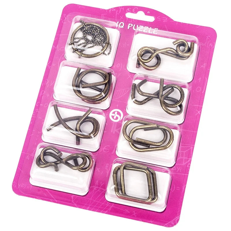 Rompecabeza de metal, separa/une las piezas, nivel intermedio/facil 8Pcs/Set