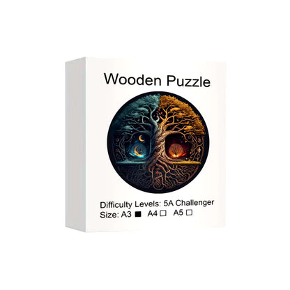 Yin-Yang Tree Wooden Puzzles for Adults,Wooden Animals Shaped Puzzles,Unique Shaped Jigsaw Puzzles,Magic Wooden Jigsaw Puzzles